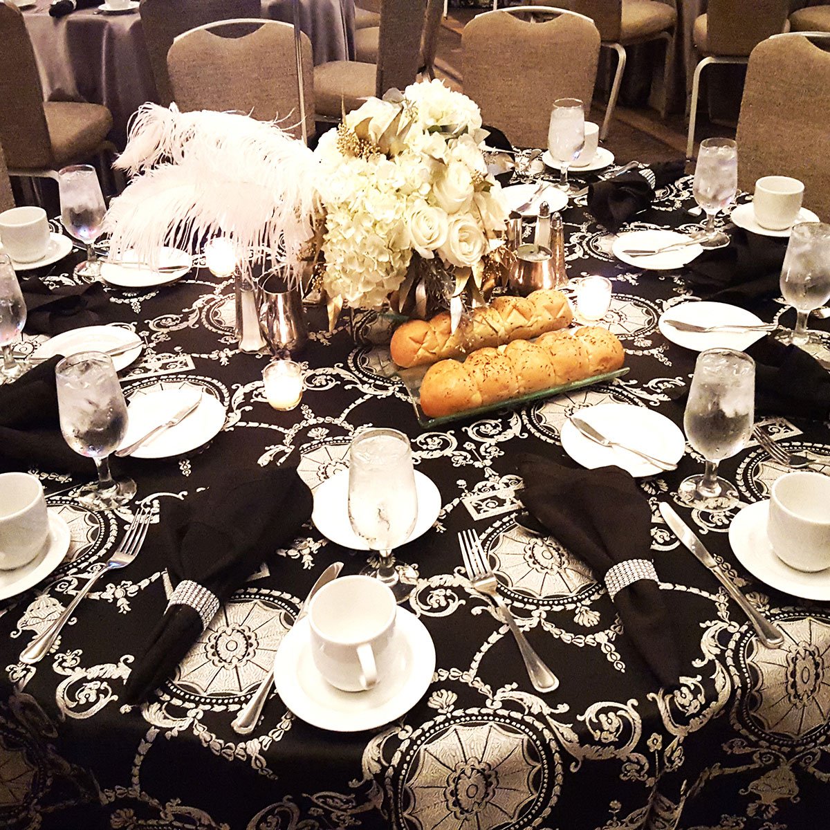 Silver & Black Medallion Reversible Table Linen - Image 5
