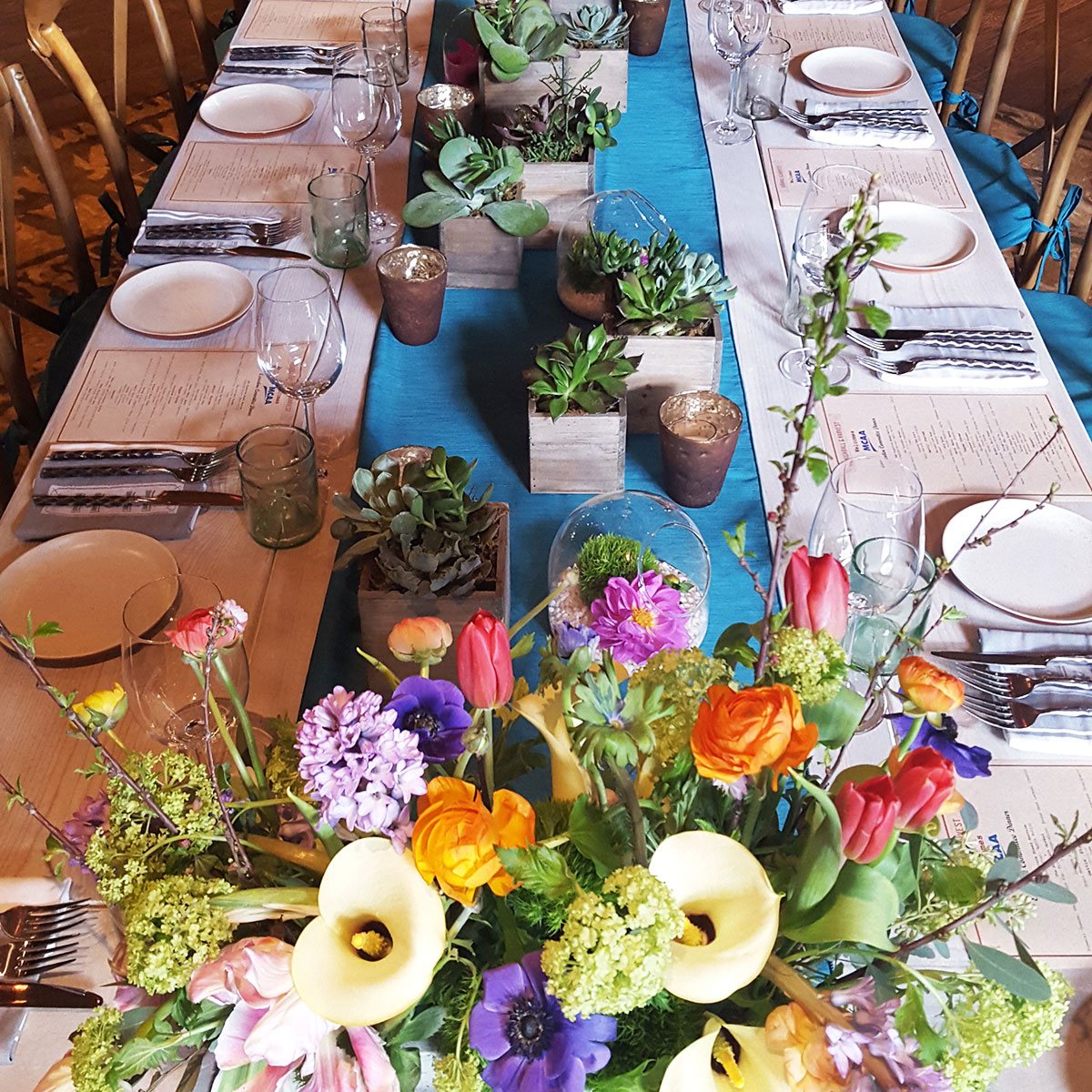 Teal Shantung Table Linen - Image 2