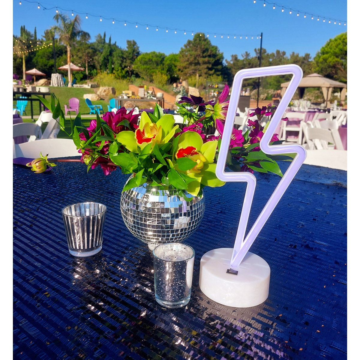 Pink LED Lightning Bolt Tabletop Light - Image 2