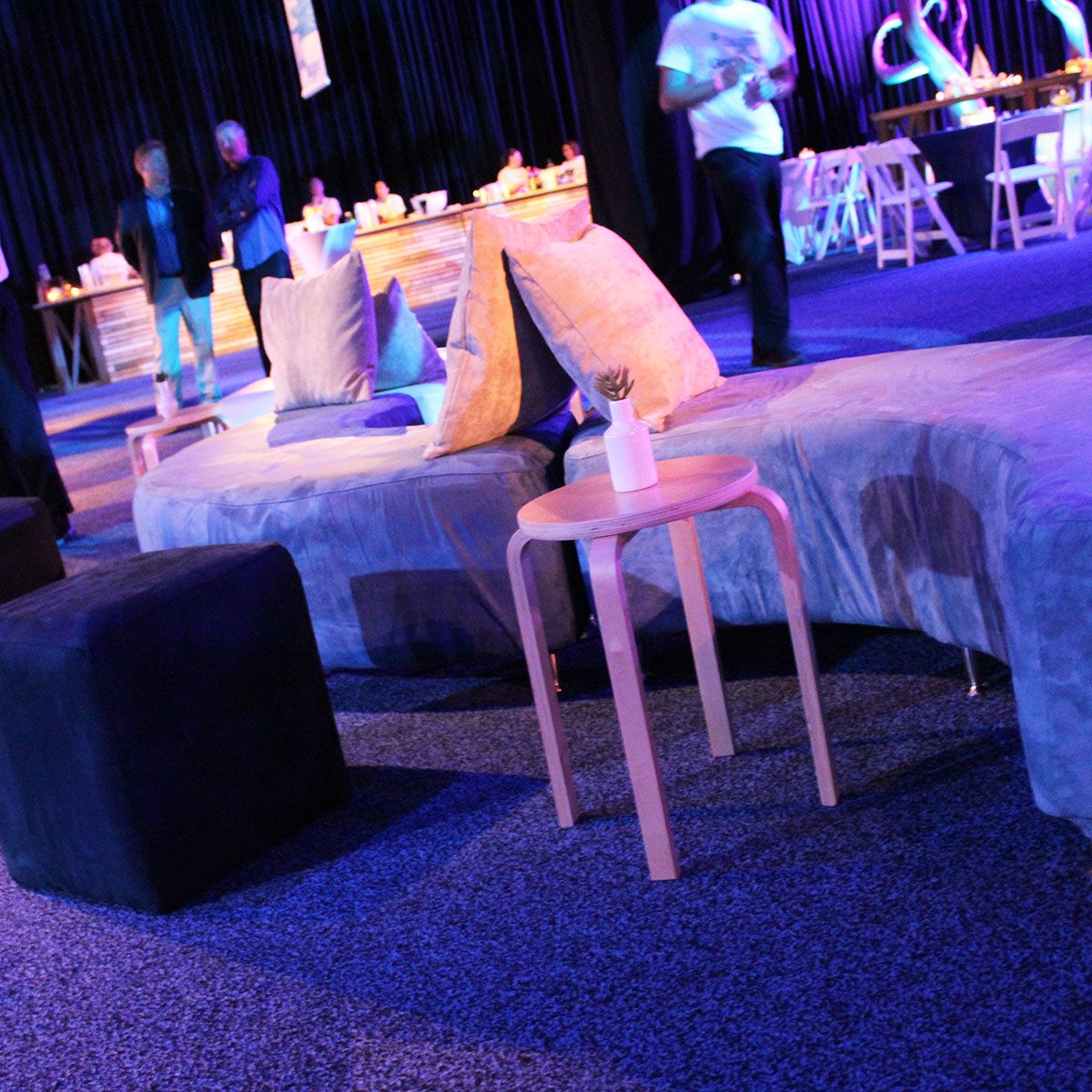 Slate Blue Curved Bench - Image 2