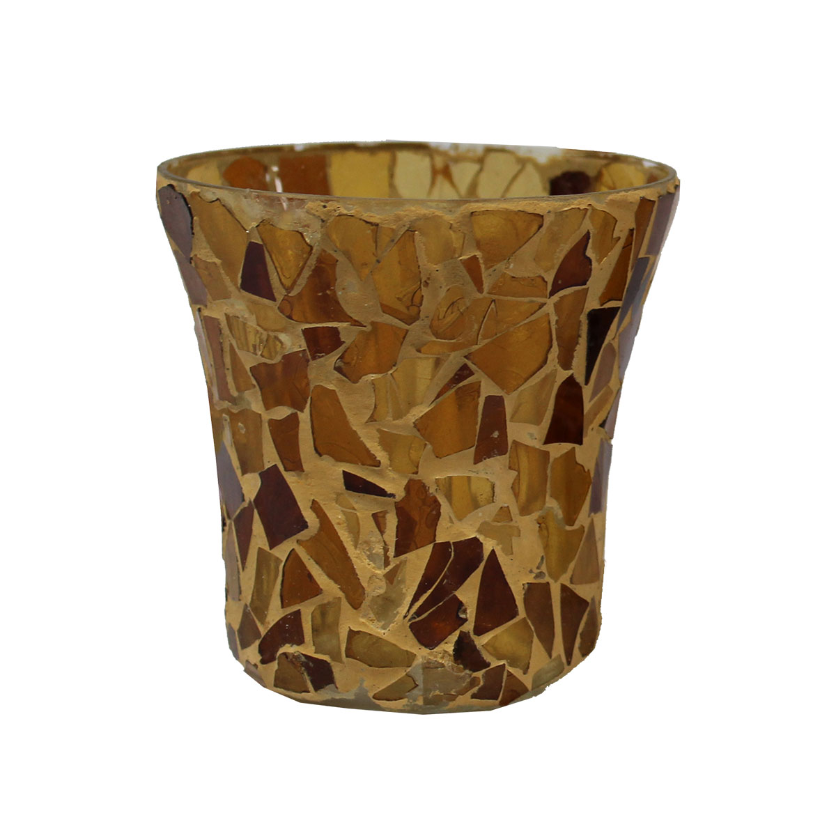 Amber Fluted Mosaic Votive Holder