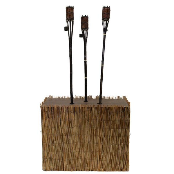 Tiki Torch Trio in Bamboo Box Stand