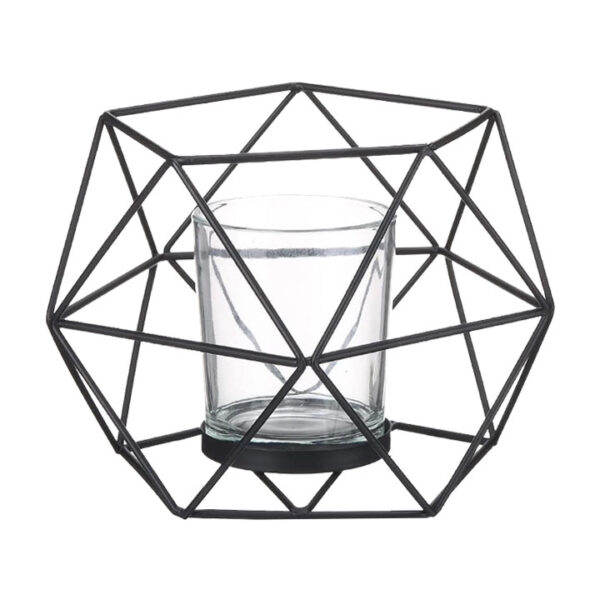 Black Geo Open Frame Votive Holder