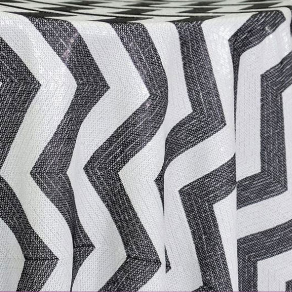 Black & White Chevron Sequin Table Linen