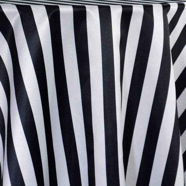 Black & White Satin Stripe Table Linen, 1"