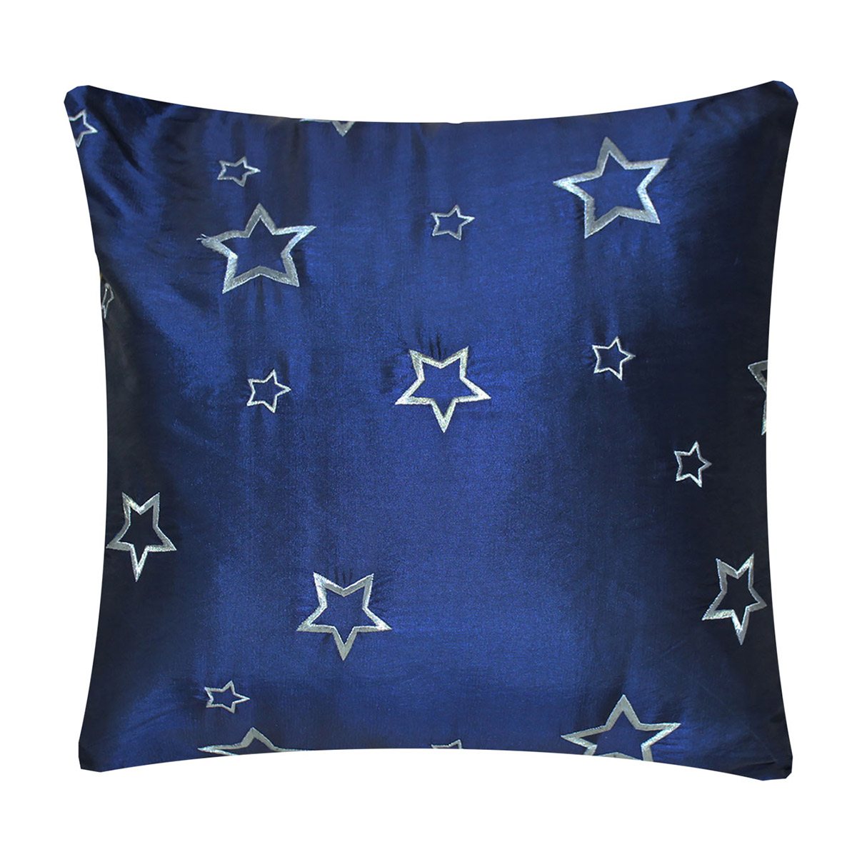 Blue & Champagne Taffeta Star Pillow