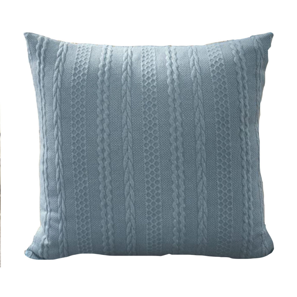 Blue Gray Cable Knit Pillow