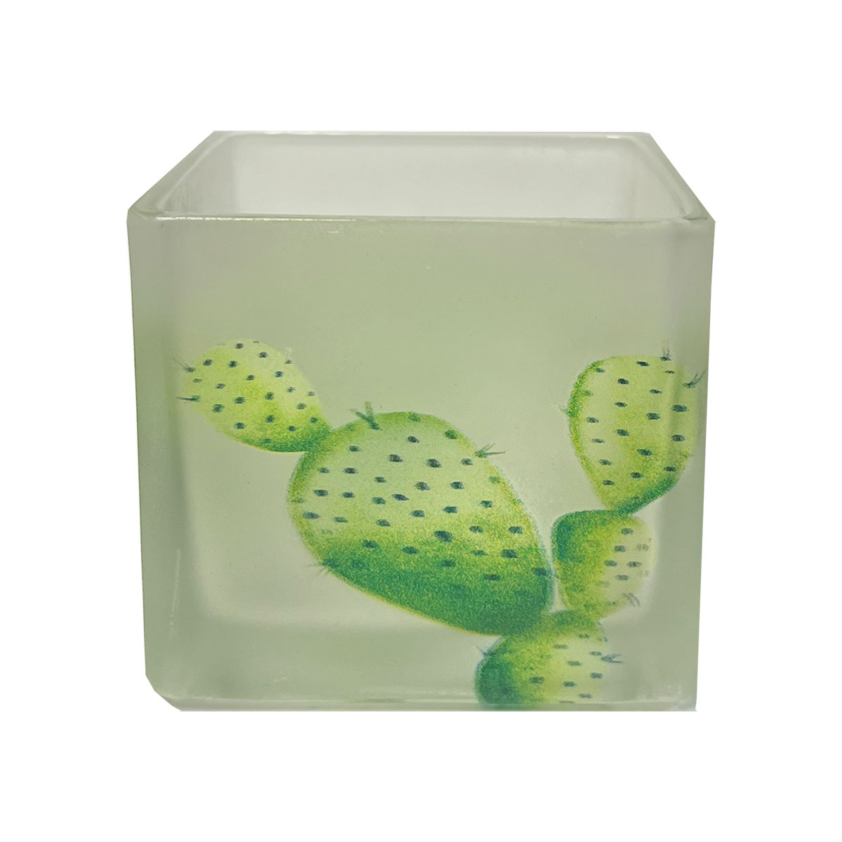 Cactus Frosted Square Votive Holder