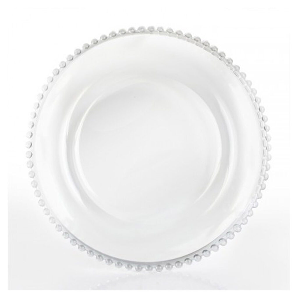 Glass Silver Beaded Charger Plate