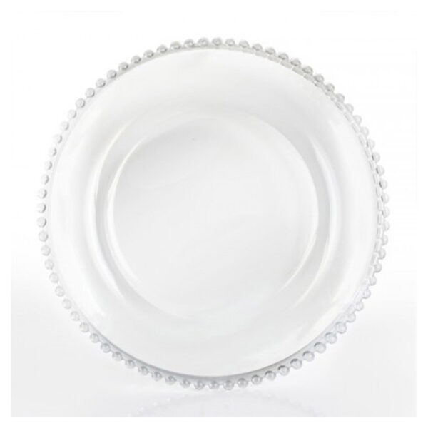 Glass Silver Beaded Charger Plate