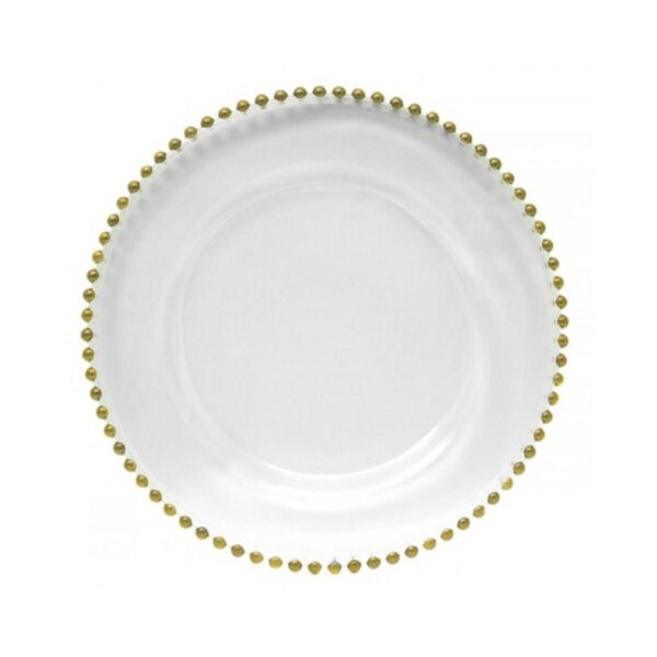 Glass Gold Beaded Charger Plate