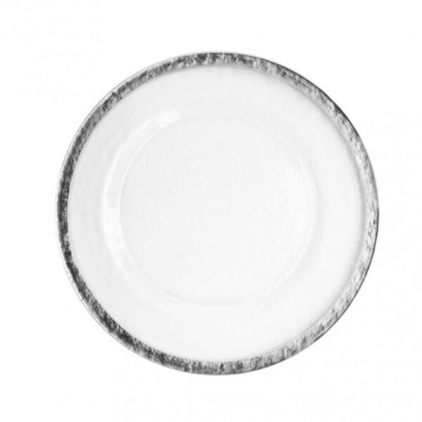 Glass Hammered Silver Edged Charger Plate