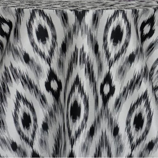 Black Cosmo Print Dupioni Table Linen