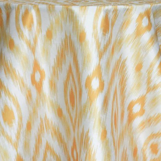 Yellow Cosmo Print Dupioni Table Linen