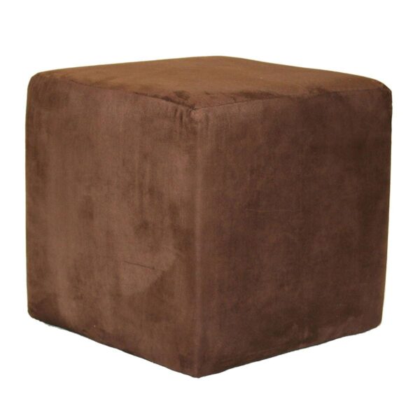 Chocolate Suede Cube Ottoman