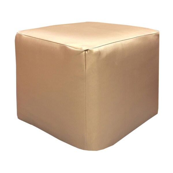 Gold Vinyl Cube Ottoman