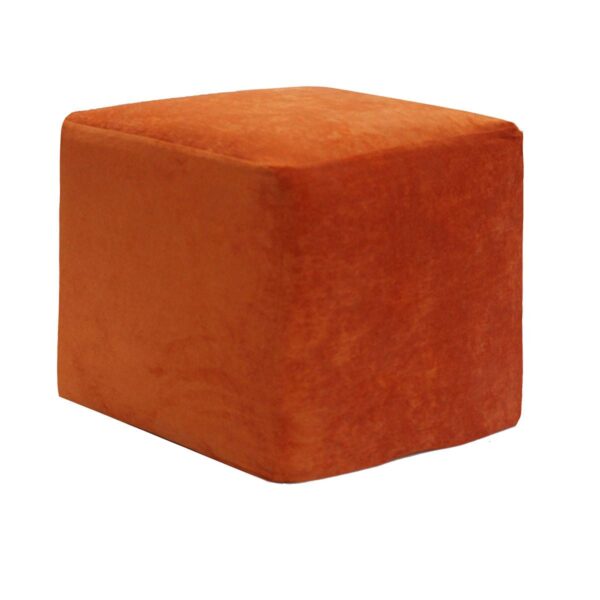 Orange Microsuede Cube Ottoman