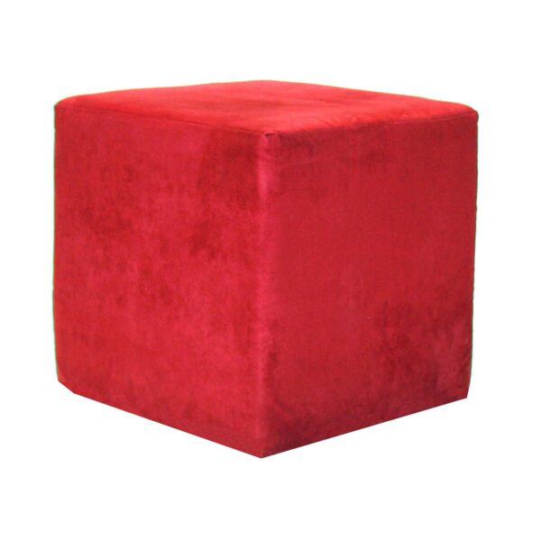 Red Suede Cube Ottoman