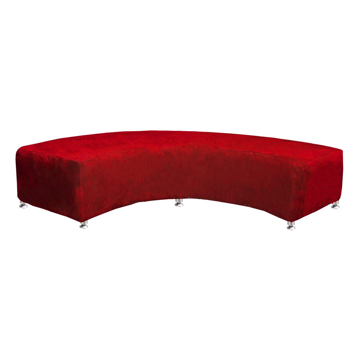 Red Suede Curved Bench