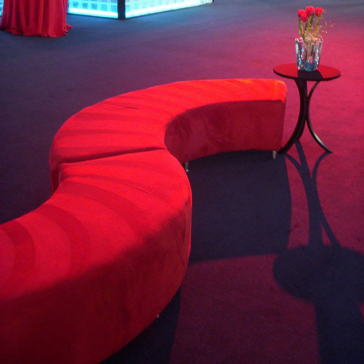 Red Suede Curved Bench - Image 2