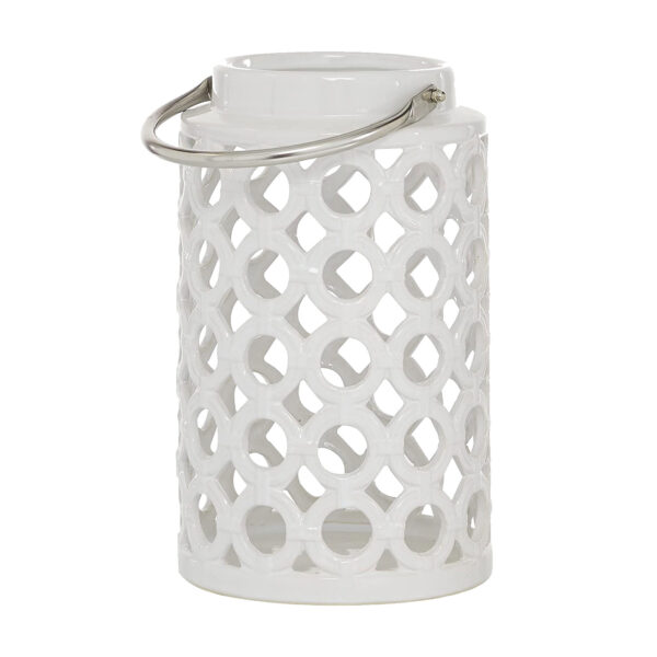 White Deco Ceramic Lantern, Large