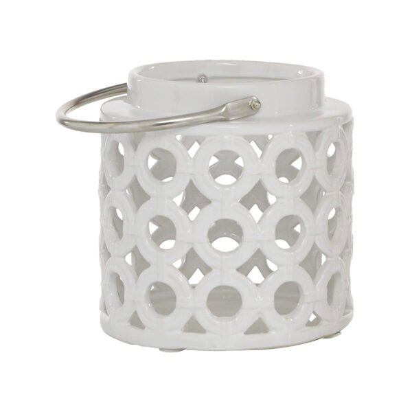 White Deco Ceramic Lantern, Small