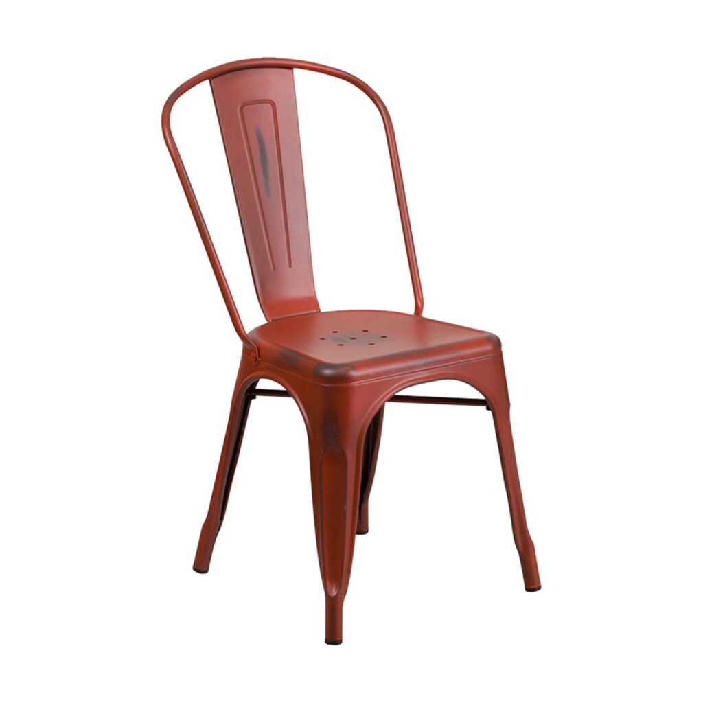 Distressed Red Metal Gaslamp Chair