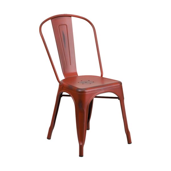 Distressed Red Metal Gaslamp Chair