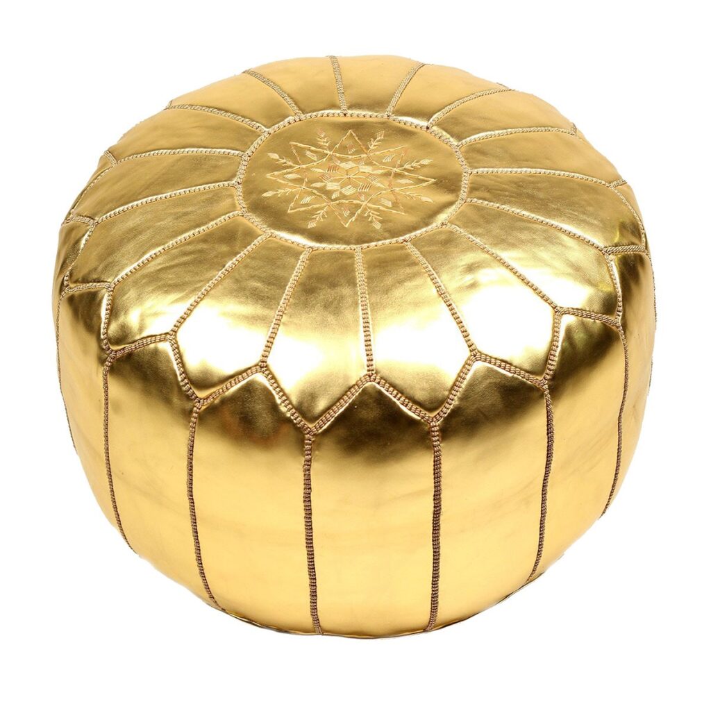 Moroccan Pouf, Metallic Gold