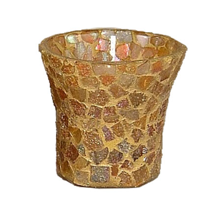 Gold Fluted Mosaic Votive Holder