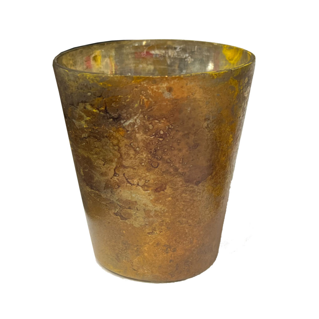 Gold Patina Fluted Votive Holder