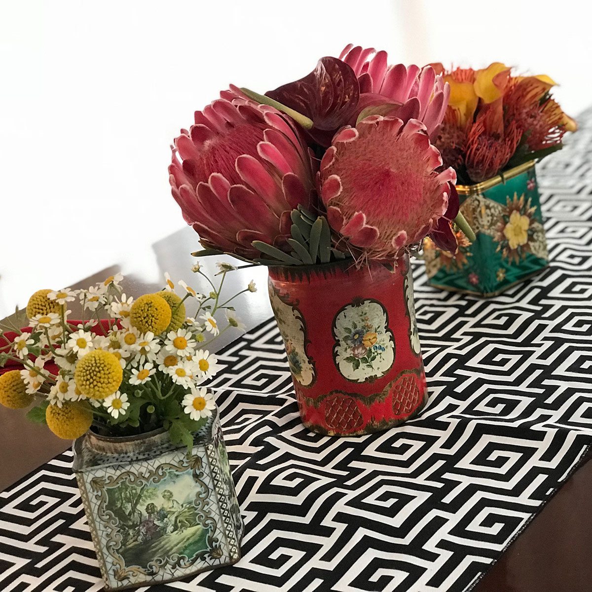 Greek Key Black & White Table Runner - Image 2