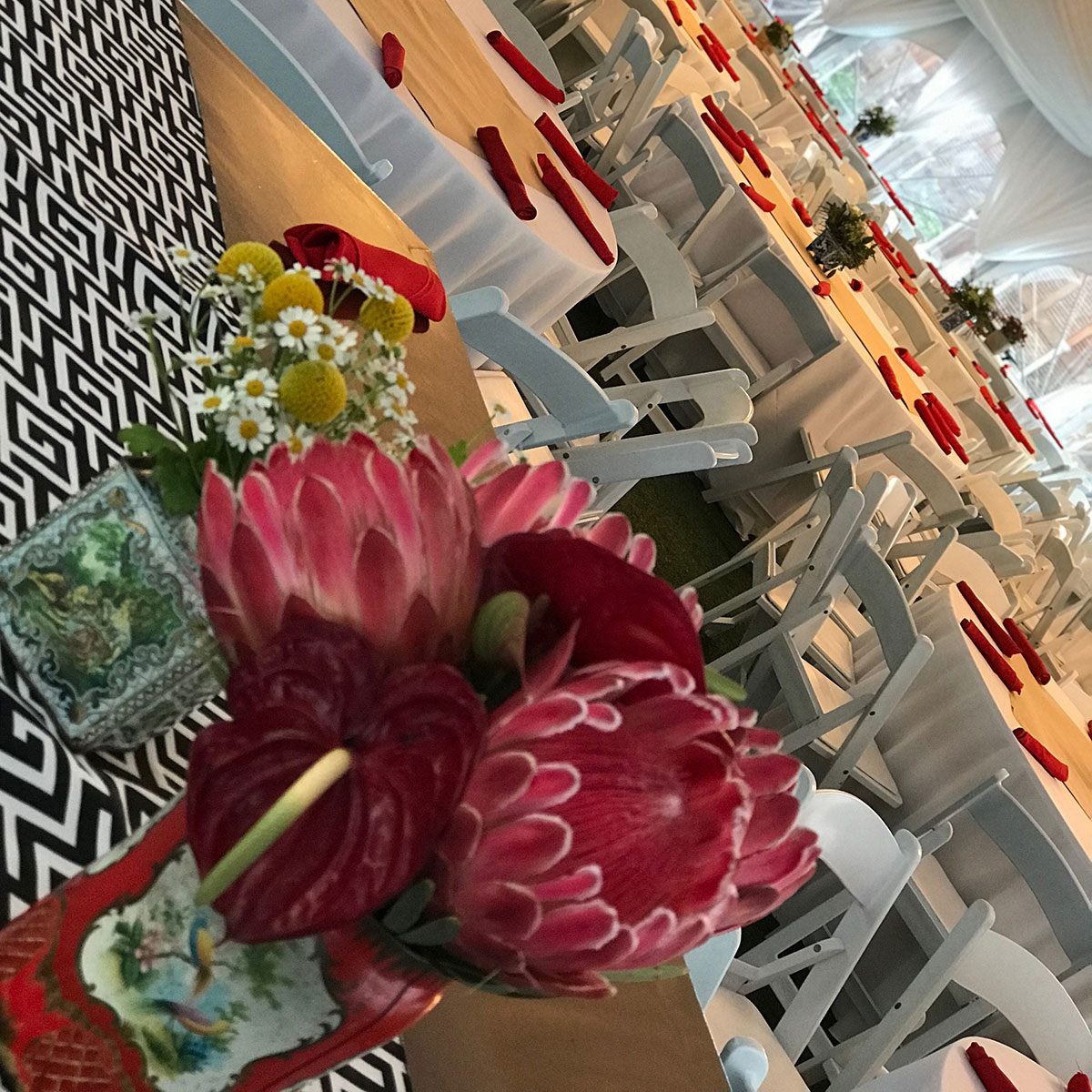 Greek Key Black & White Table Runner - Image 3