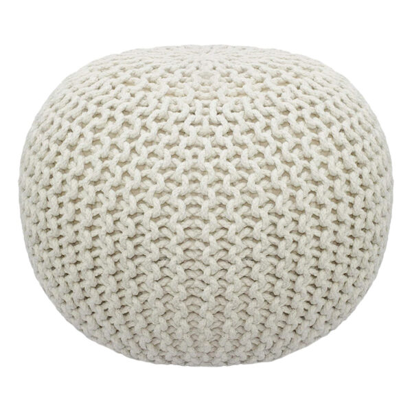 Ivory Knitted Pouf