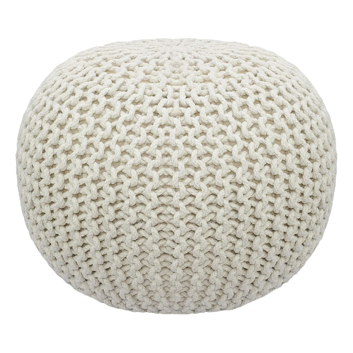 Ivory Knitted Pouf