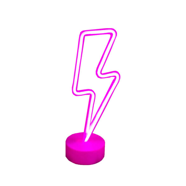 Pink LED Lightning Bolt Tabletop Light