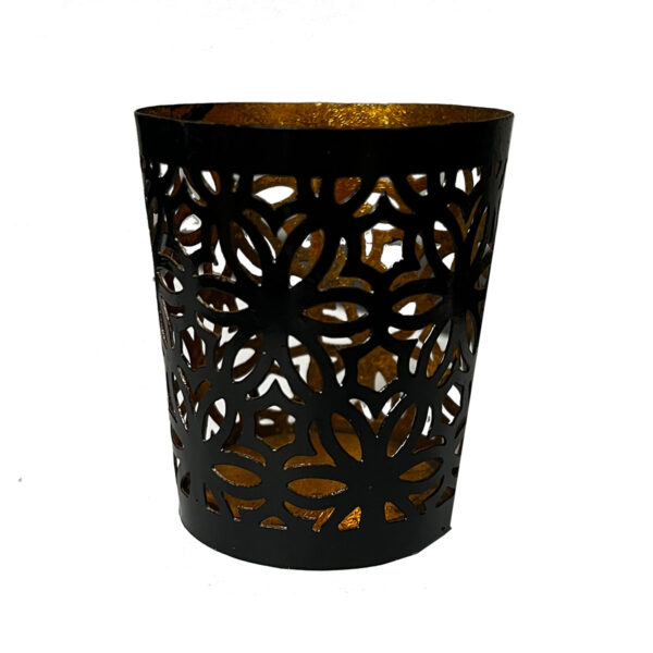Bronze Metal Floral Cut Votive Holder