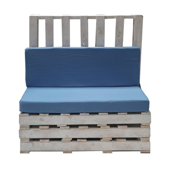 Pallet Loveseat with Blue Cushions
