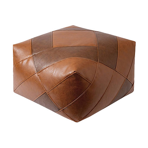 Paneled Leather Ottoman