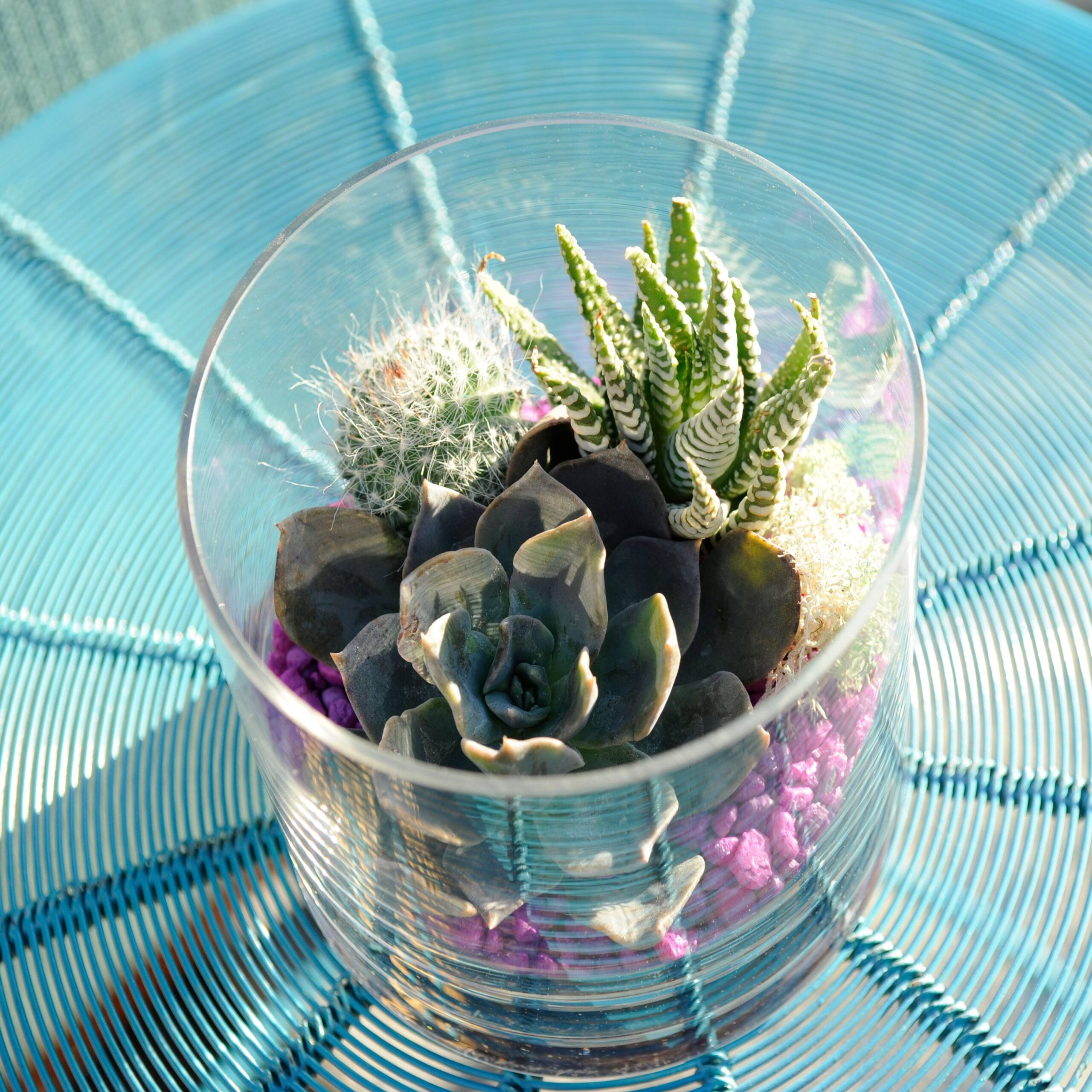 Turquoise Wire Garden Stool - Image 3