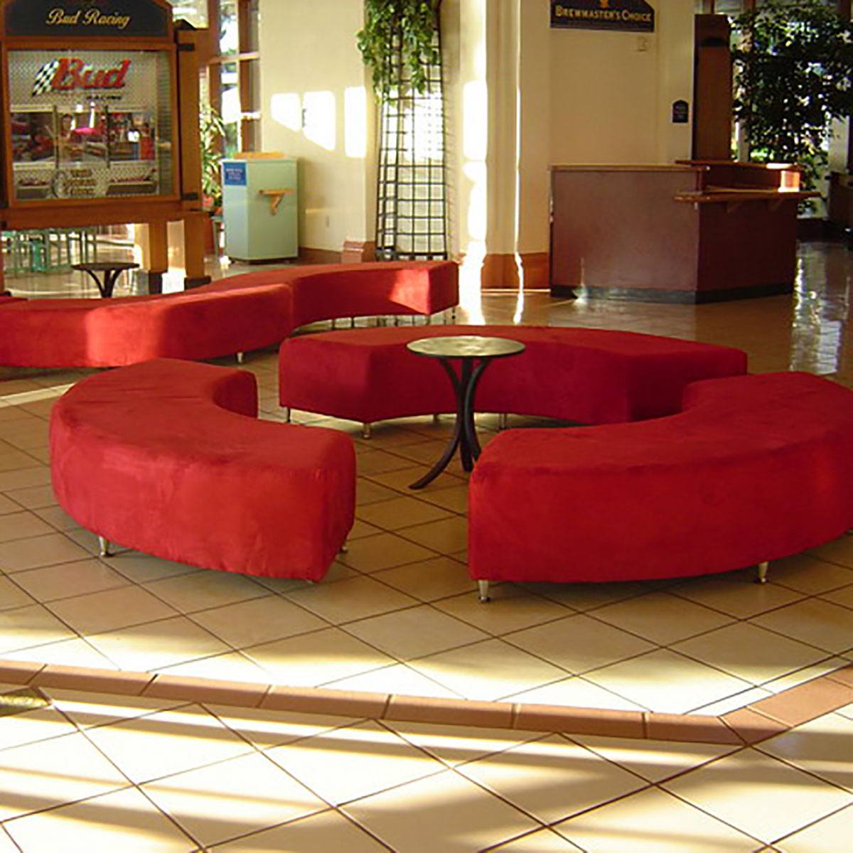 Red Suede Curved Bench - Image 3