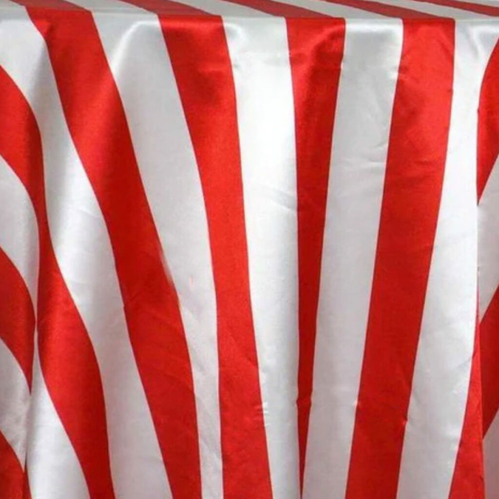 Red & White Satin 2" Stripe Table Linen
