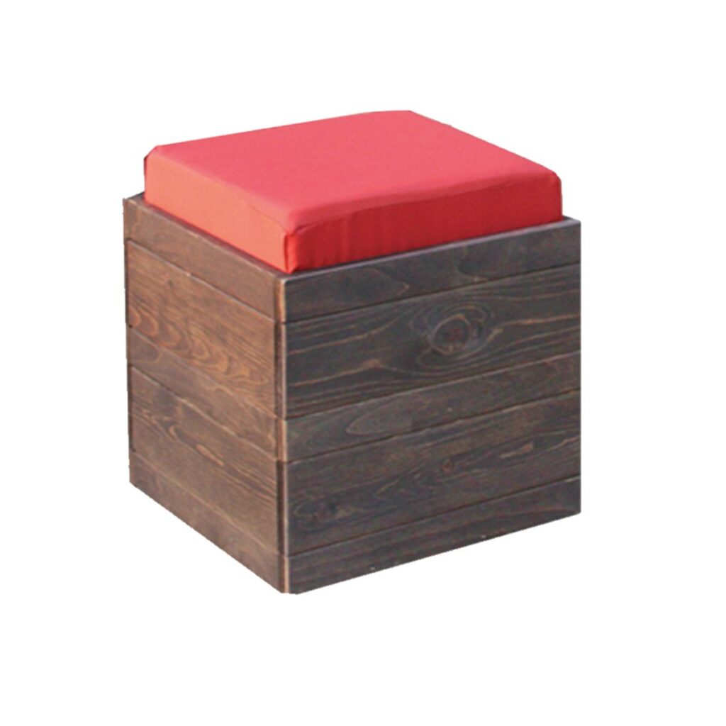 Rustic Cube Bench with Rust Cushion