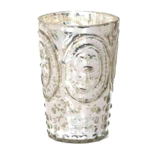 Fleur de Lis Silver Wide Votive Holder