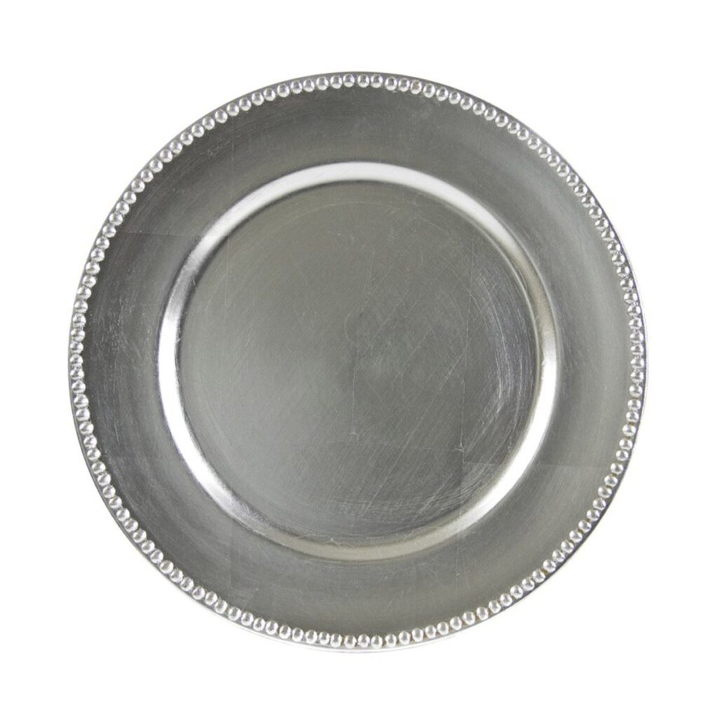 Silver Lacquer Beaded Charger Plate