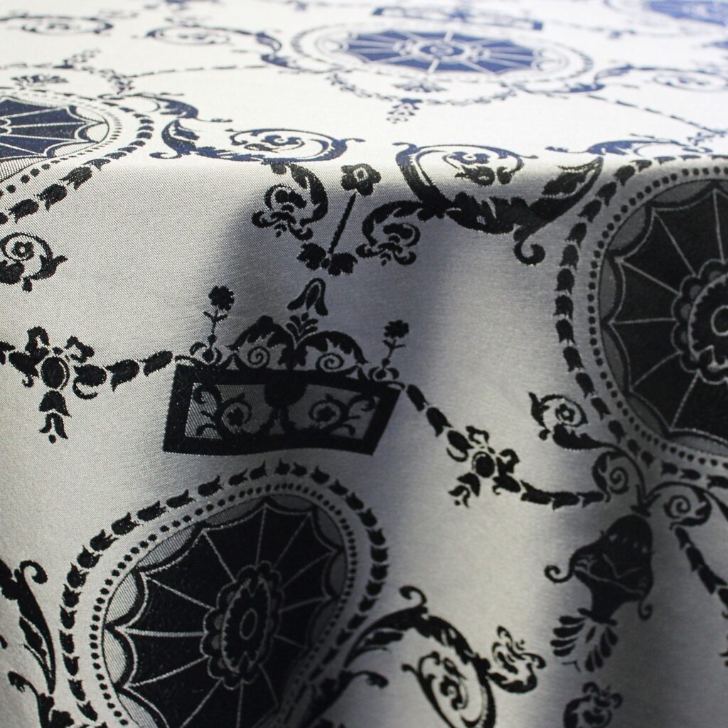 Silver & Black Medallion Reversible Table Linen
