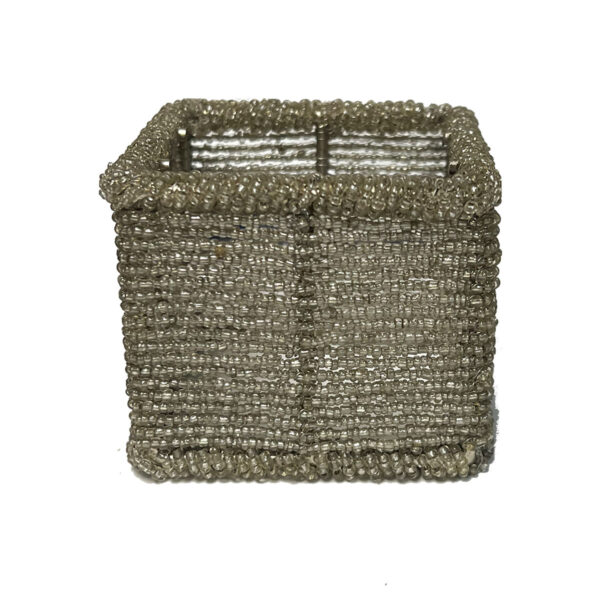 Silver Beaded Square Votive