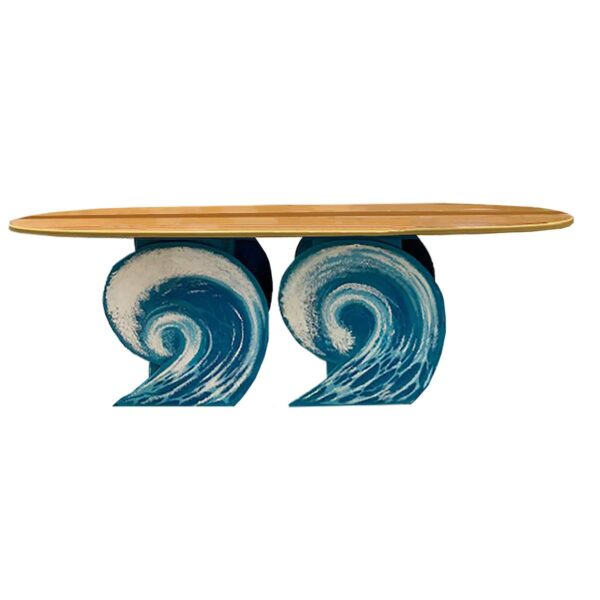 Surfboard Communal Table with Wave Bases