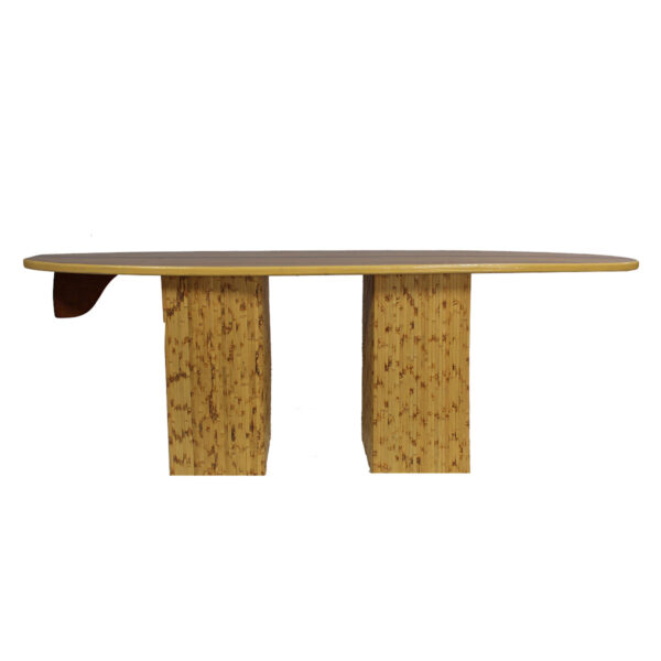 Surfboard Communal Table with Bamboo Base