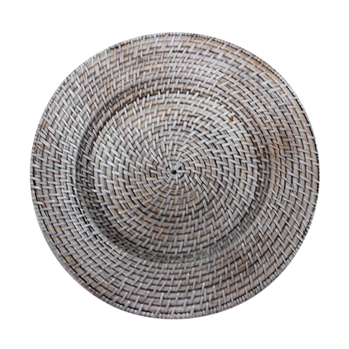 White Distressed Wicker Charger Plate